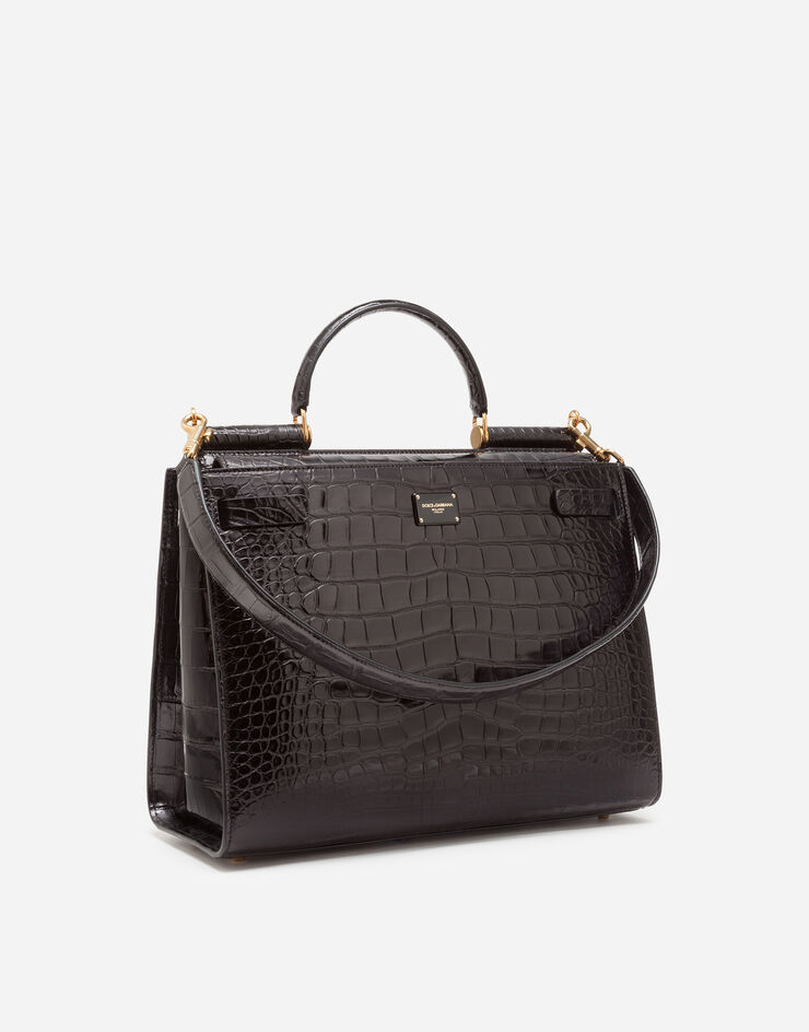 Dolce & Gabbana Large alligator skin Sicily 62 bag Black BB6624A2R08