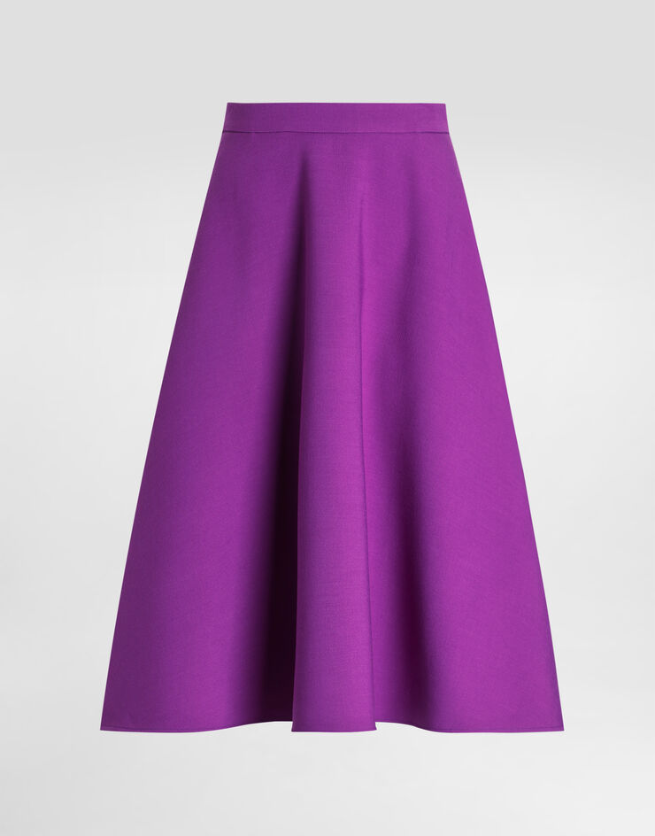 Dolce & Gabbana Midi skirt in double crêpe wool Purple F4C02TFU2L8