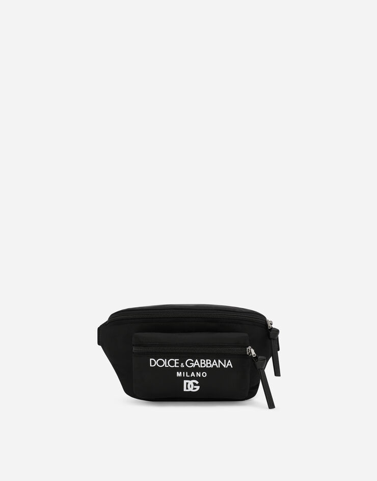 Dolce & Gabbana Nylon belt bag with Dolce&Gabbana Milano print Black EM0103AK441