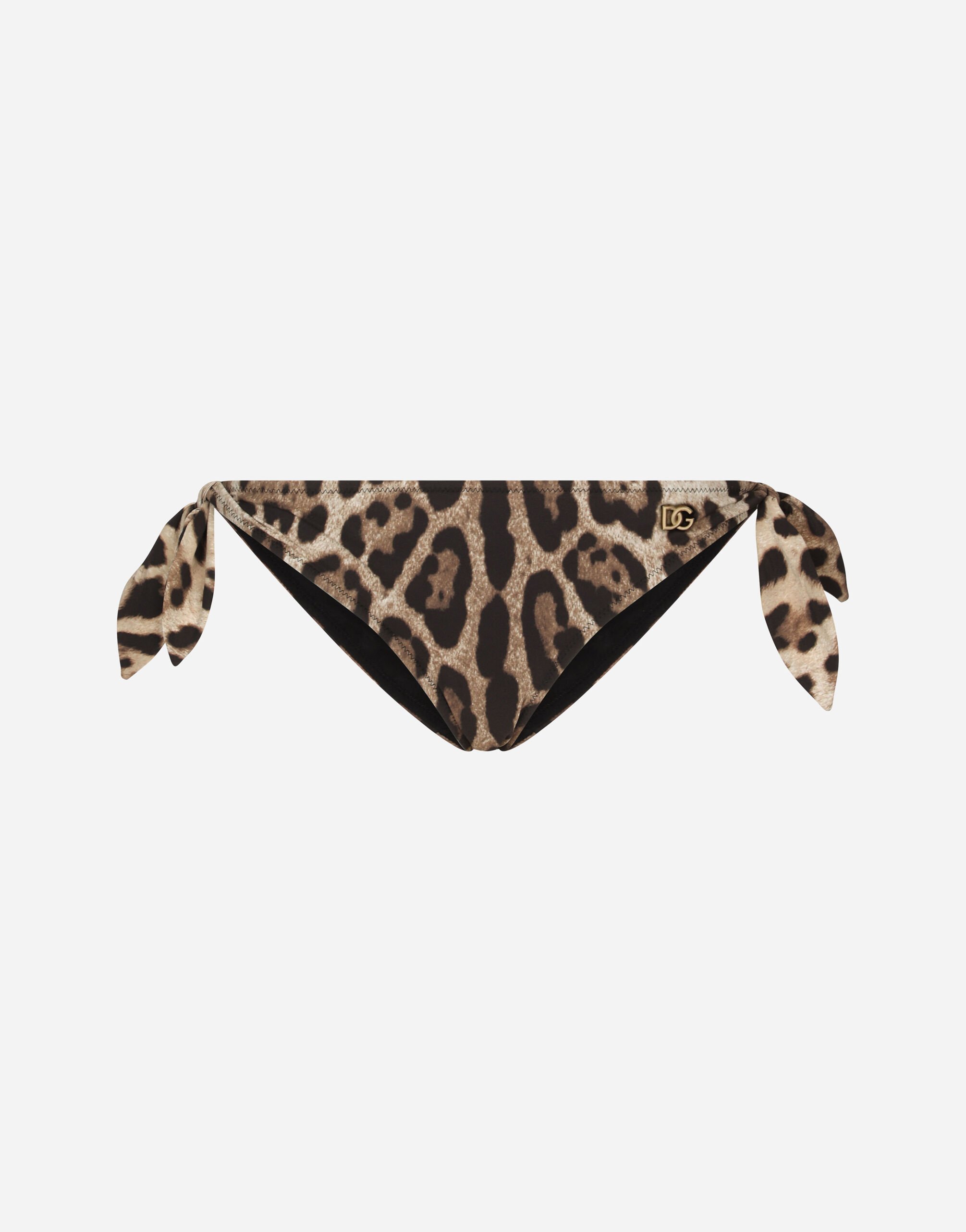 Dolce & Gabbana Leopard-print tie bikini bottoms Black O9B45JFUGA2
