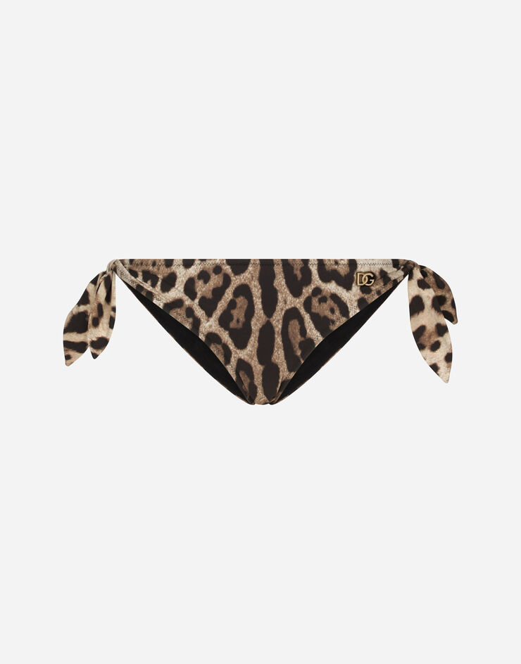 Dolce & Gabbana Bikinislip mit Schleifen Leoprint Mehrfarbig O2A06JONO11