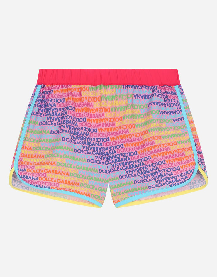 Dolce & Gabbana Spandex swim shorts with all-over logo print Print L5J845FSG8J