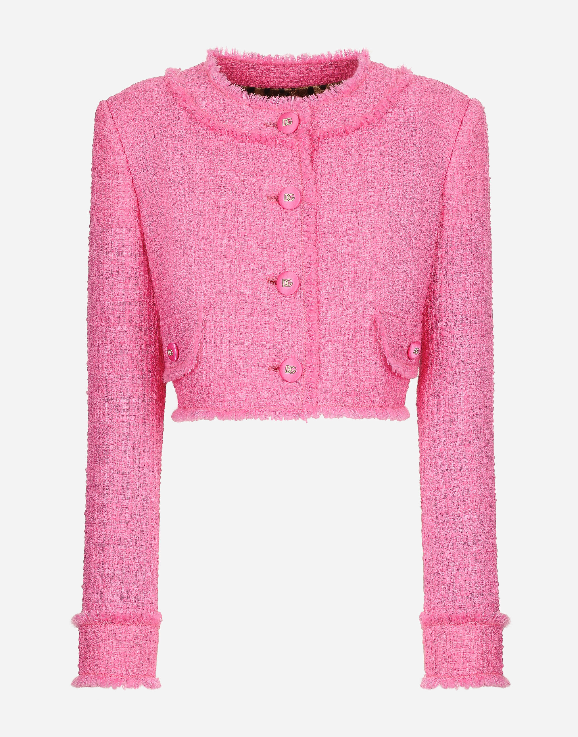 Dolce & Gabbana Short raschel tweed jacket Pink F29TPTFMMHN