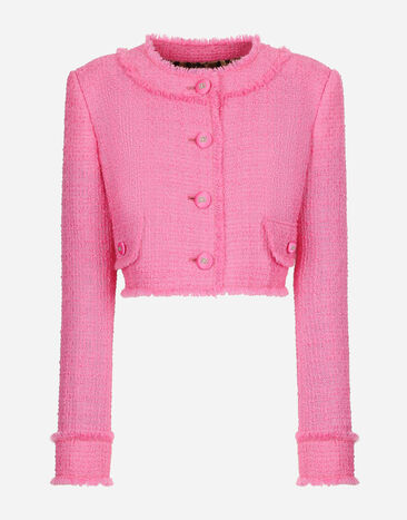 Dolce & Gabbana Short raschel tweed jacket Pink F26X8TFMMHN