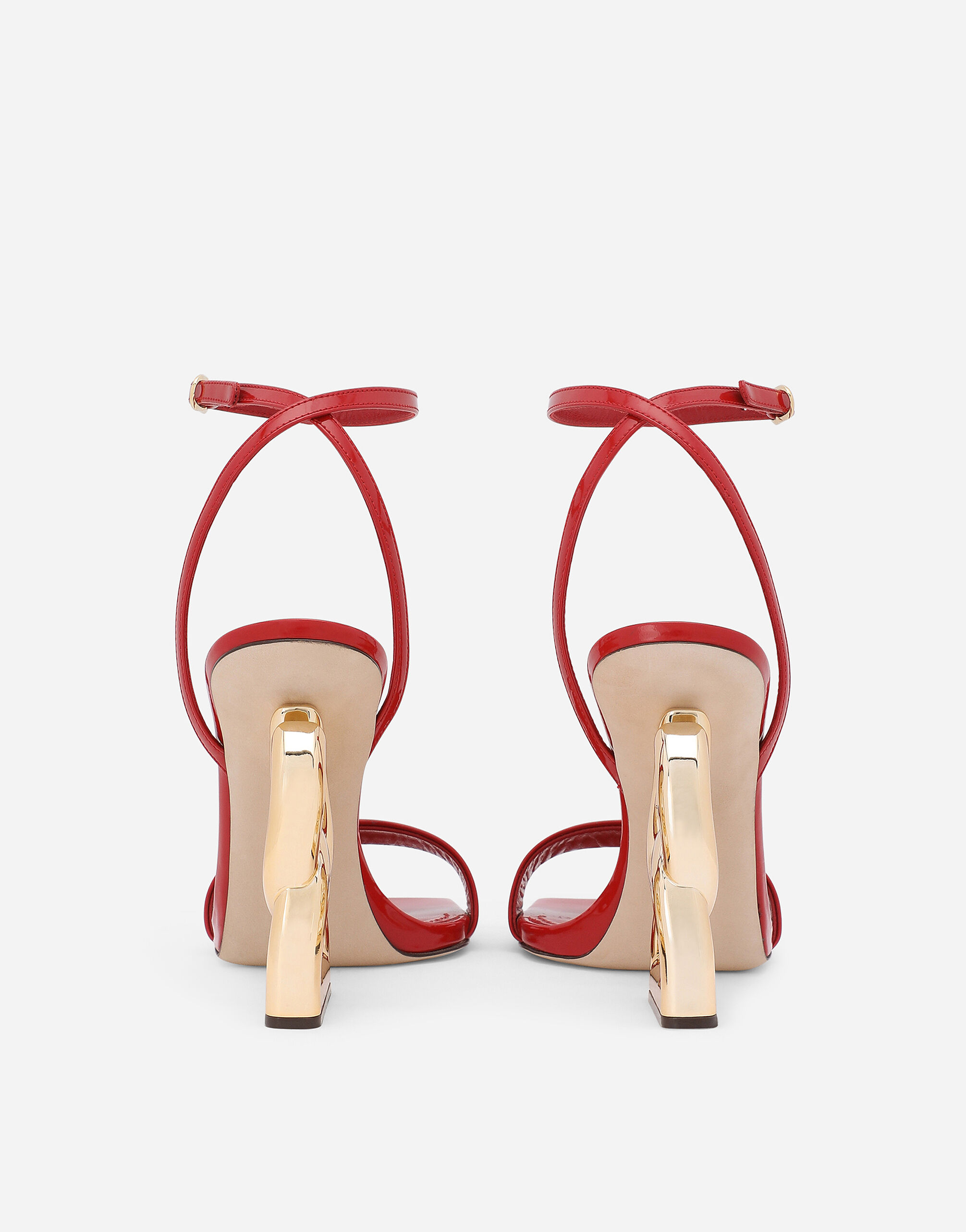 Dolce & gabbana patent sales leather sandals with logo heel