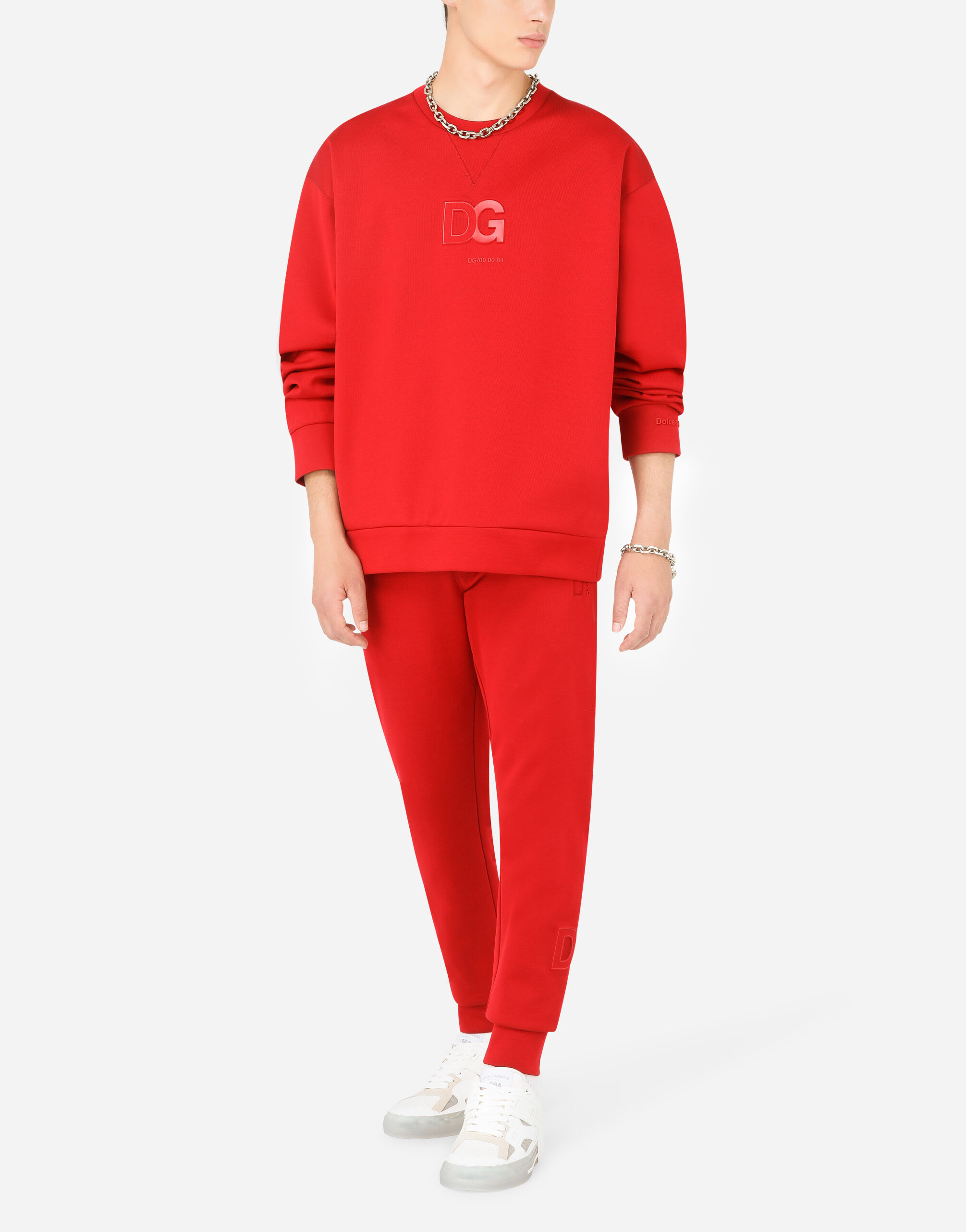 Jersey sweatshirt with 3D DG logo in Bordeaux for for Men