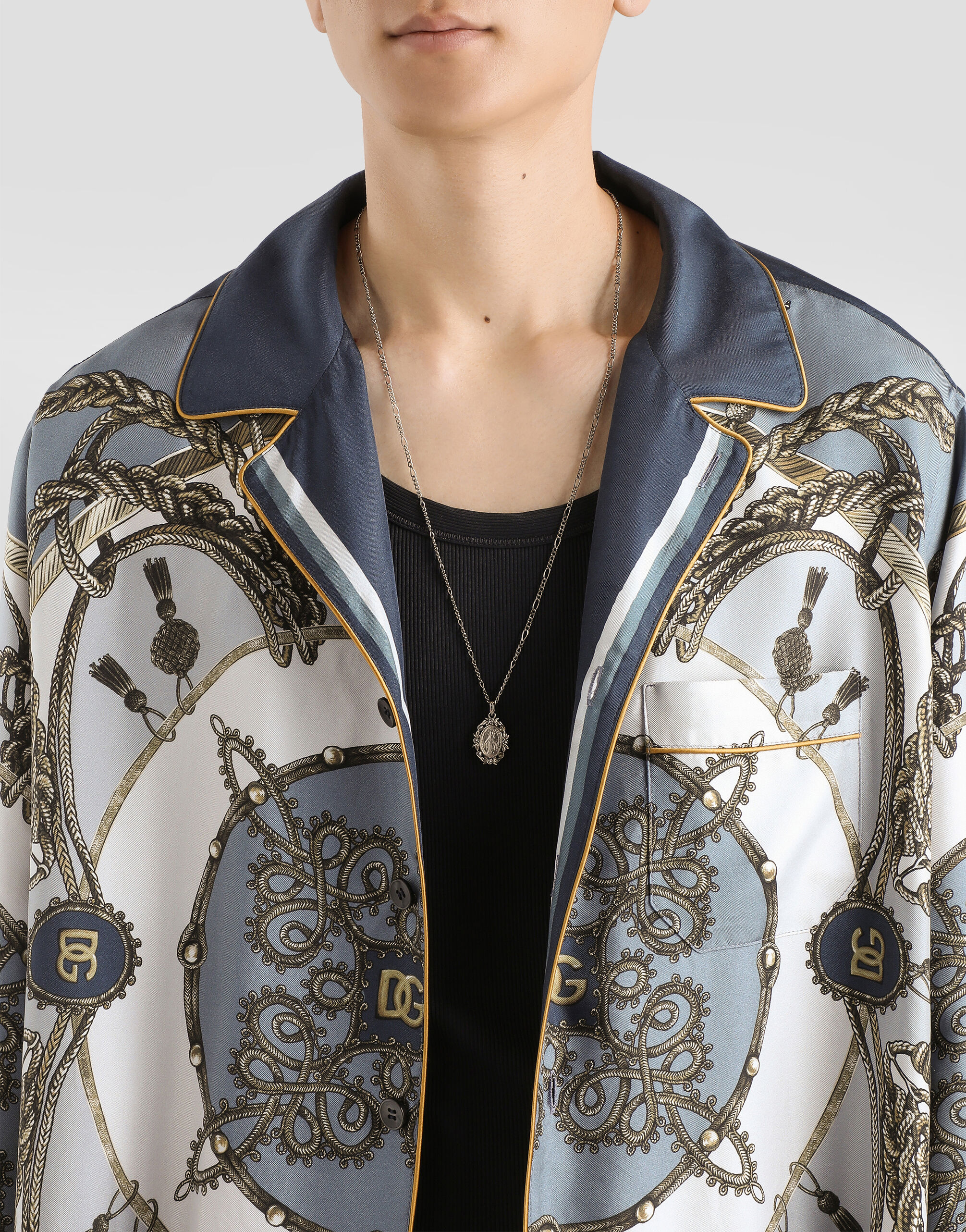 Cargo-print silk twill shirt in Multicolor for Men | Dolce&Gabbana® US