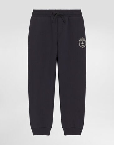 Dolce & Gabbana Fleece trousers with patch Blue L4JPIGG7PMH
