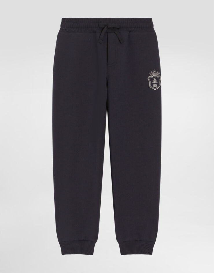 Dolce & Gabbana Fleece trousers with patch Blue L4JPIGG7PMH