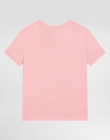 Dolce & Gabbana Jersey T-shirt with logo tag Rosa L5JTMOG7M4W