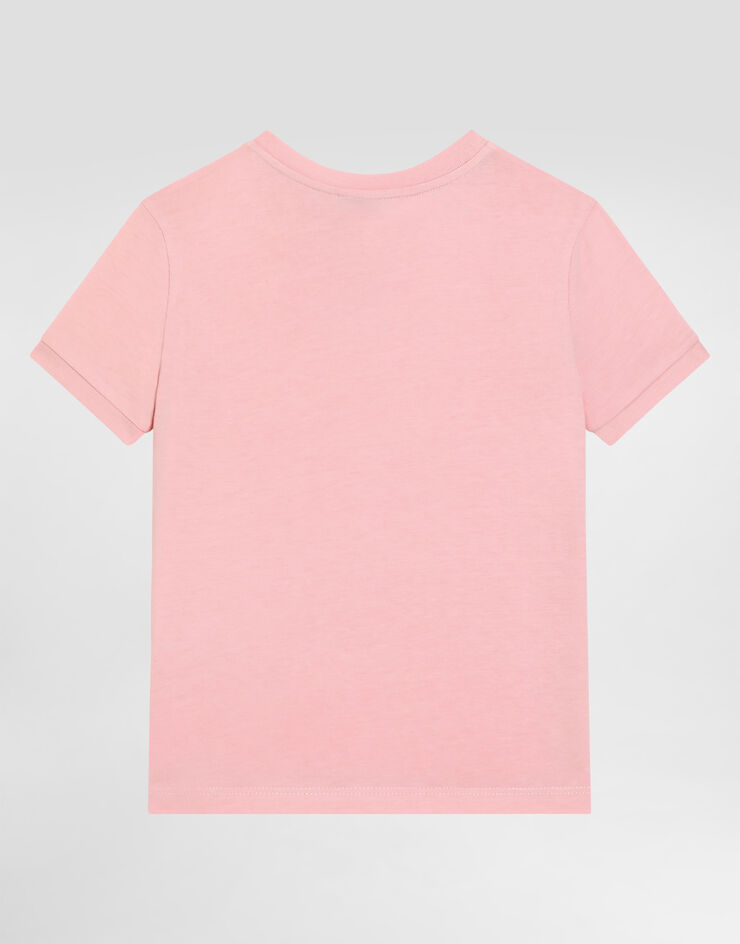 Dolce & Gabbana Jersey T-shirt with logo tag Rosa L5JTMOG7M4W