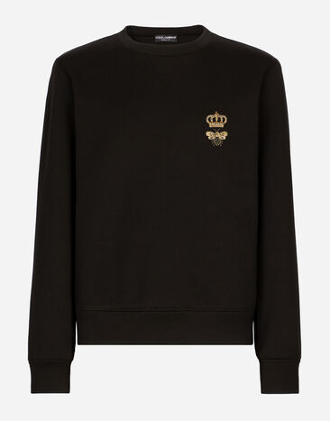 Dolce & Gabbana Cotton jersey sweatshirt with embroidery Black G8PN9TG7M1C