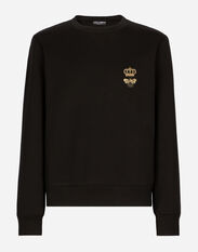 Dolce & Gabbana Cotton jersey sweatshirt with embroidery Black G9AHSZG7M2H