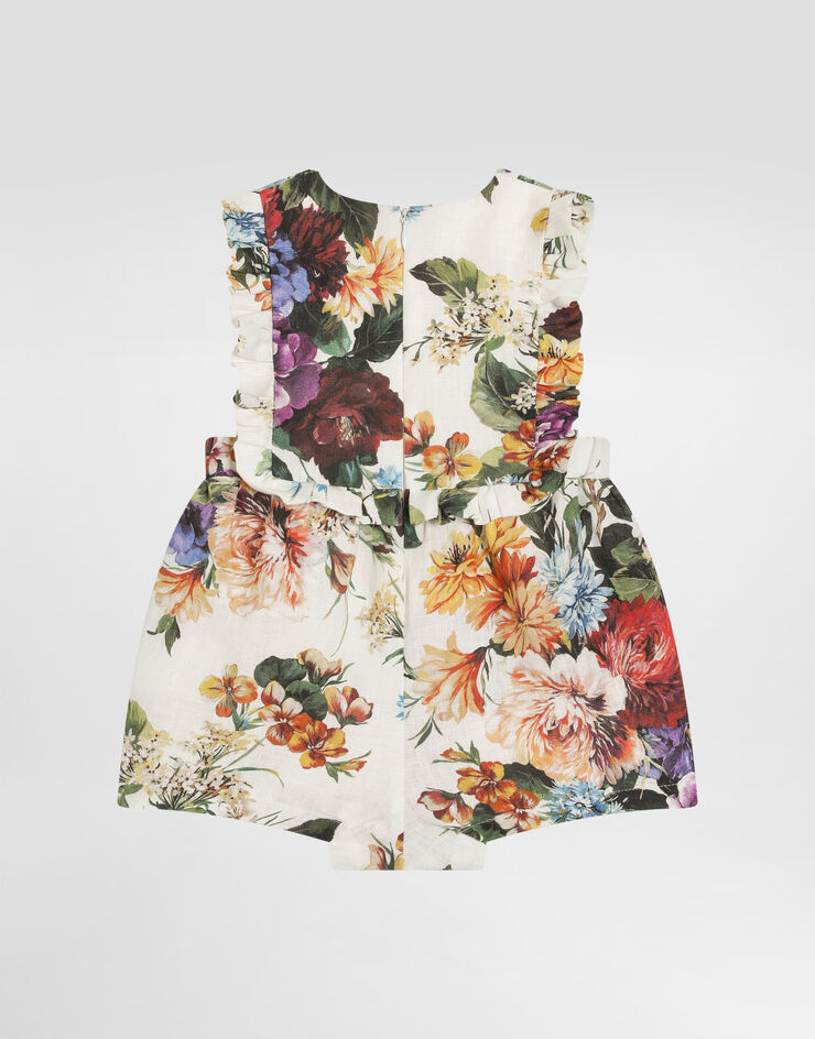 Dolce & Gabbana Flower-print short-sleeved linen canvas romper Print L22O07FS4HZ