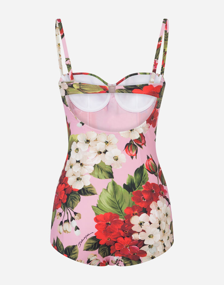 Dolce & Gabbana FULL SWIMSUIT WITH BALCONY NECKLINE AND GERANIUM PRINT FLORAL PRINT O9A13JFSGS7