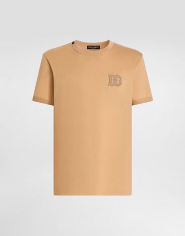 Dolce & Gabbana Футболка из хлопка с нашивкой Beige G8PV1ZG7P3N
