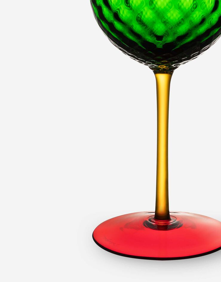 Dolce & Gabbana Hand-Blown Murano Red Wine Glass Multicolor TCB002TCA34