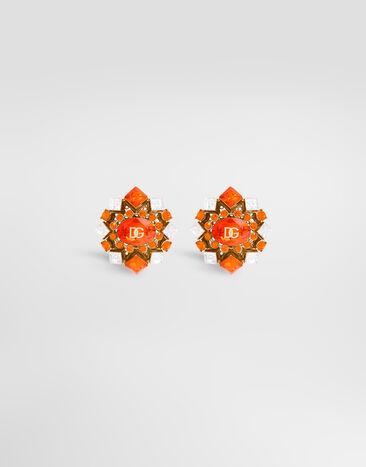 Dolce & Gabbana Clip earrings with rhinestones Gold WES6M5W1111