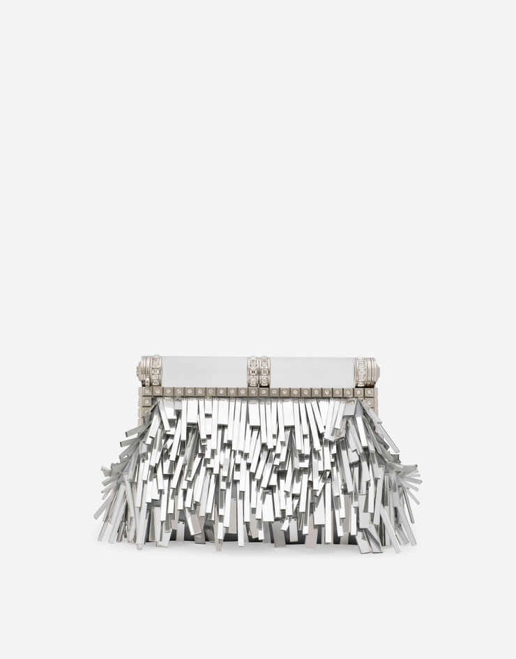Dolce & Gabbana Mordore nappa bag with fringing Silver BB7097AY831