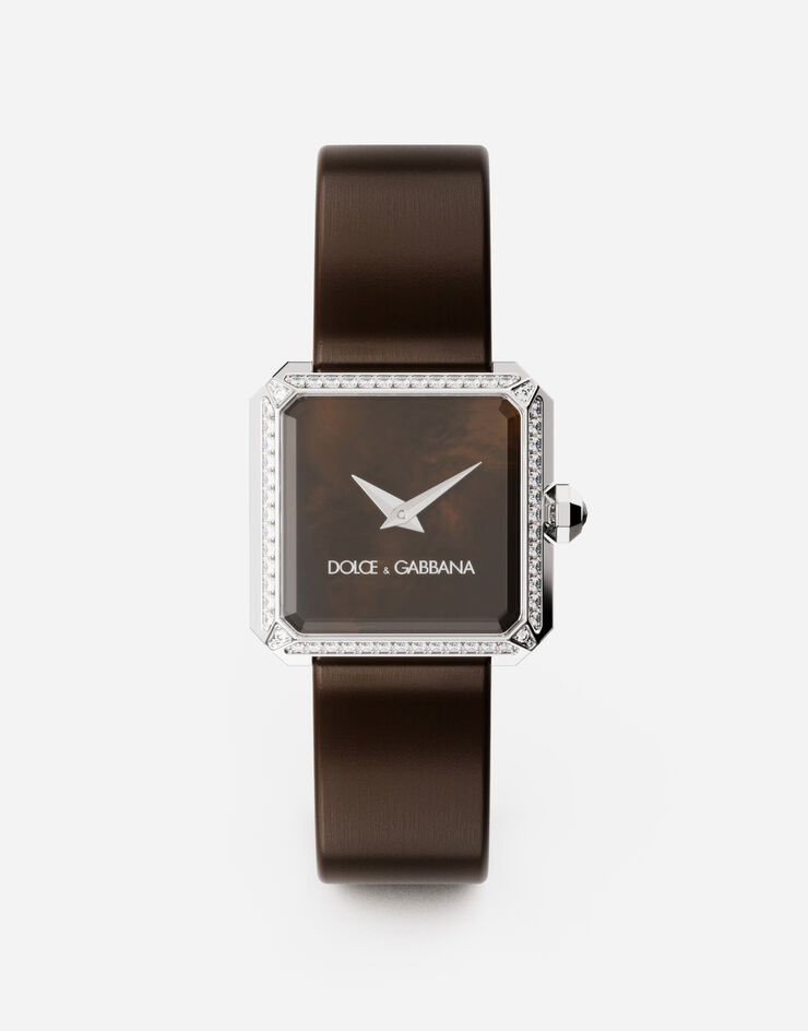 Dolce & Gabbana Sofia steel watch with colorless diamonds Schokoladenbraun WWJC2SXCMDT