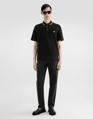 Dolce & Gabbana Cotton piqué polo shirt Black G8SN2ZHU7UT