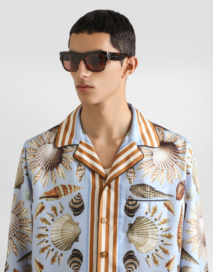Dolce & Gabbana Shell-print silk twill vanity shirt Multicolor G5IF1THI1ZB
