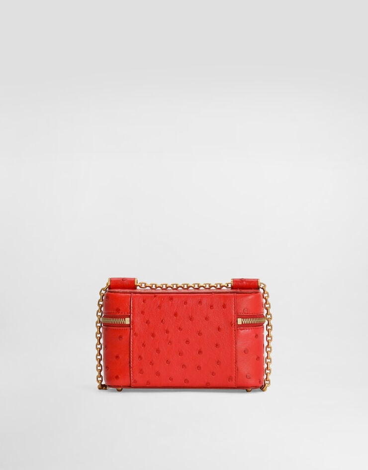 Dolce & Gabbana Borsa a spalla Sicily piccola in pelle di struzzo lucida Rosso BB7800B8G31
