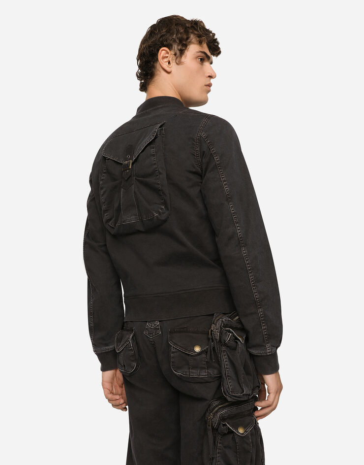 Dolce & Gabbana Multitaschen-Jacke aus Baumwolle stückgefärbt Schwarz G9AHFTGG065