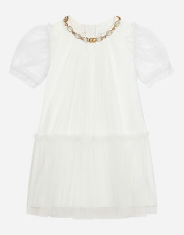 Dolce & Gabbana Vestido midi de tul con detalles tipo joya Estampado Animalier L53DL2G7I3U