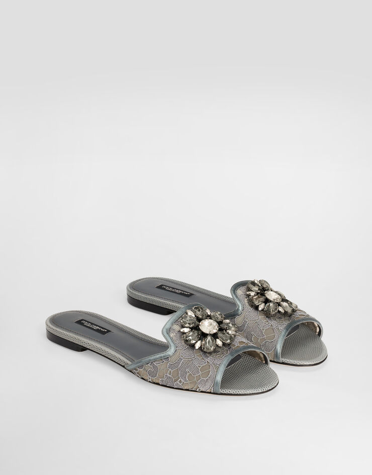 Dolce & Gabbana Lace slides with crystals Grey CQ0023AG667