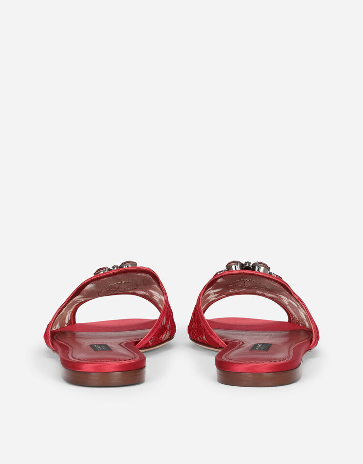 Dolce & Gabbana Lace rainbow slides with brooch detailing Red CQ0023AL198