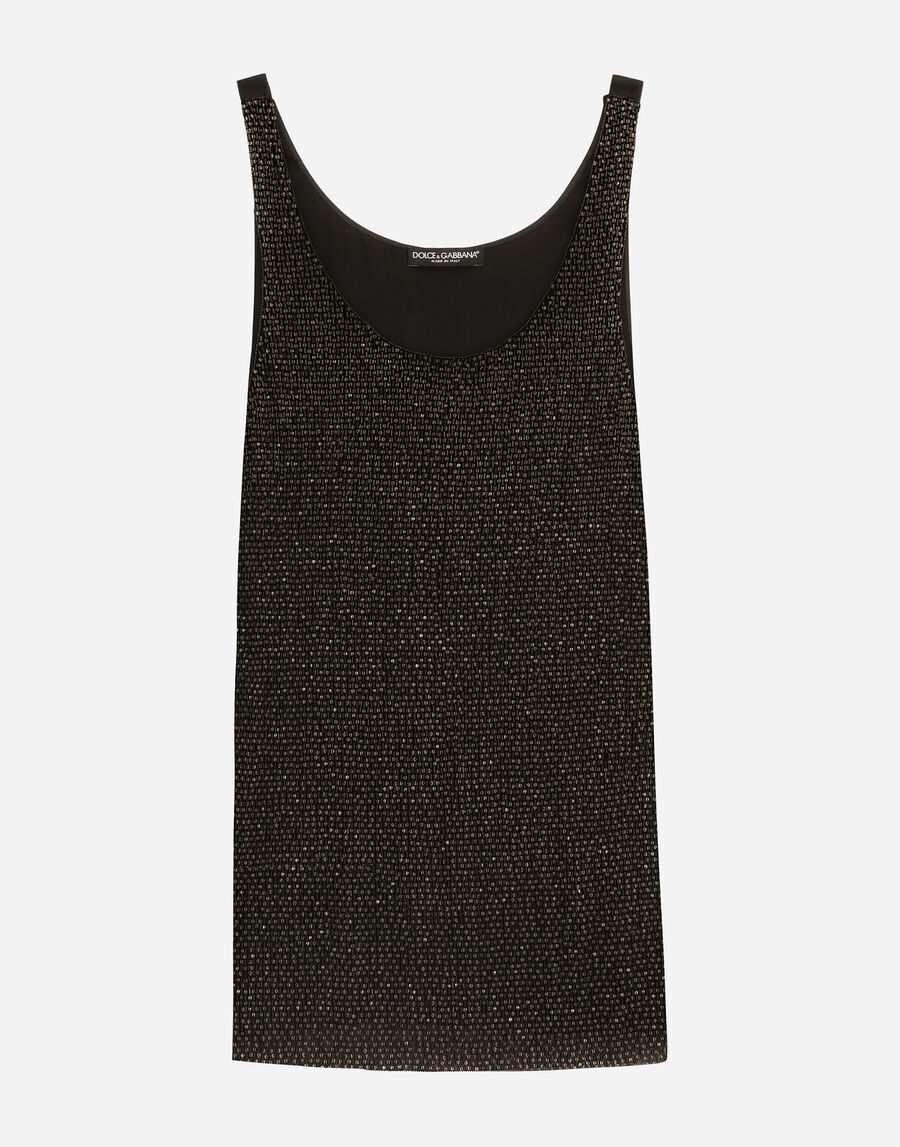 Embroidered silk singlet