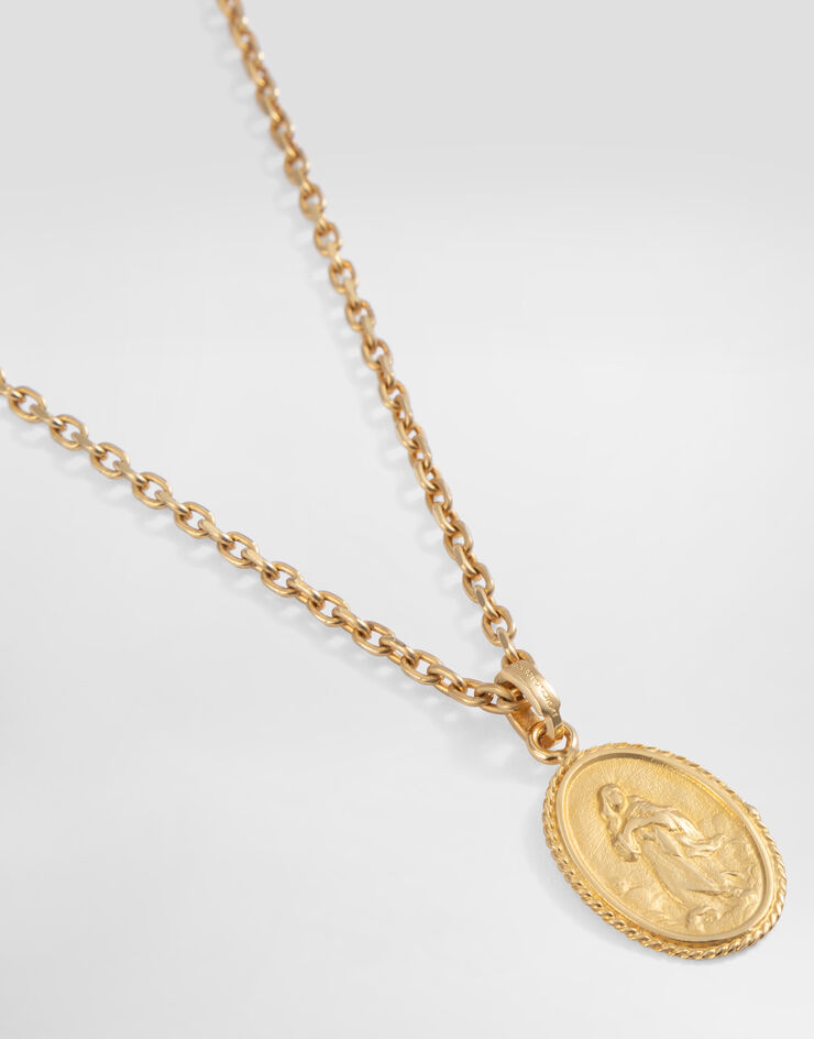 Dolce & Gabbana Metal necklace with engraved medallion Gold WNR3S2W1111