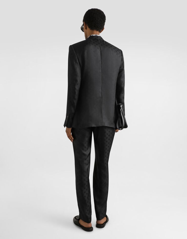 Dolce & Gabbana Chaqueta de botonadura sencilla Sicilia Light en sarga de seda Negro G2UQ8TFJ1JY