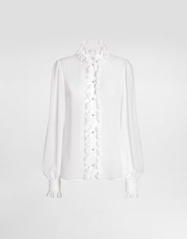 Dolce & Gabbana 루슈 디테일 조젯 셔츠 화이트 F5S83TFU1AR