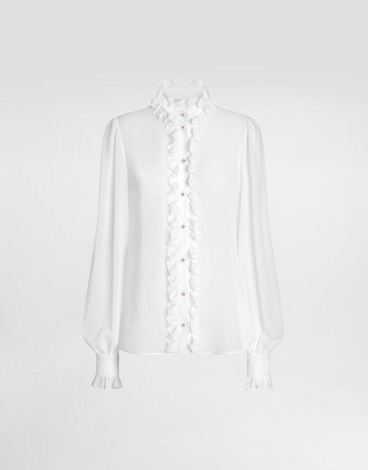 Dolce & Gabbana Camisa de georgette con volantes Blanco F5S83TFU1AR