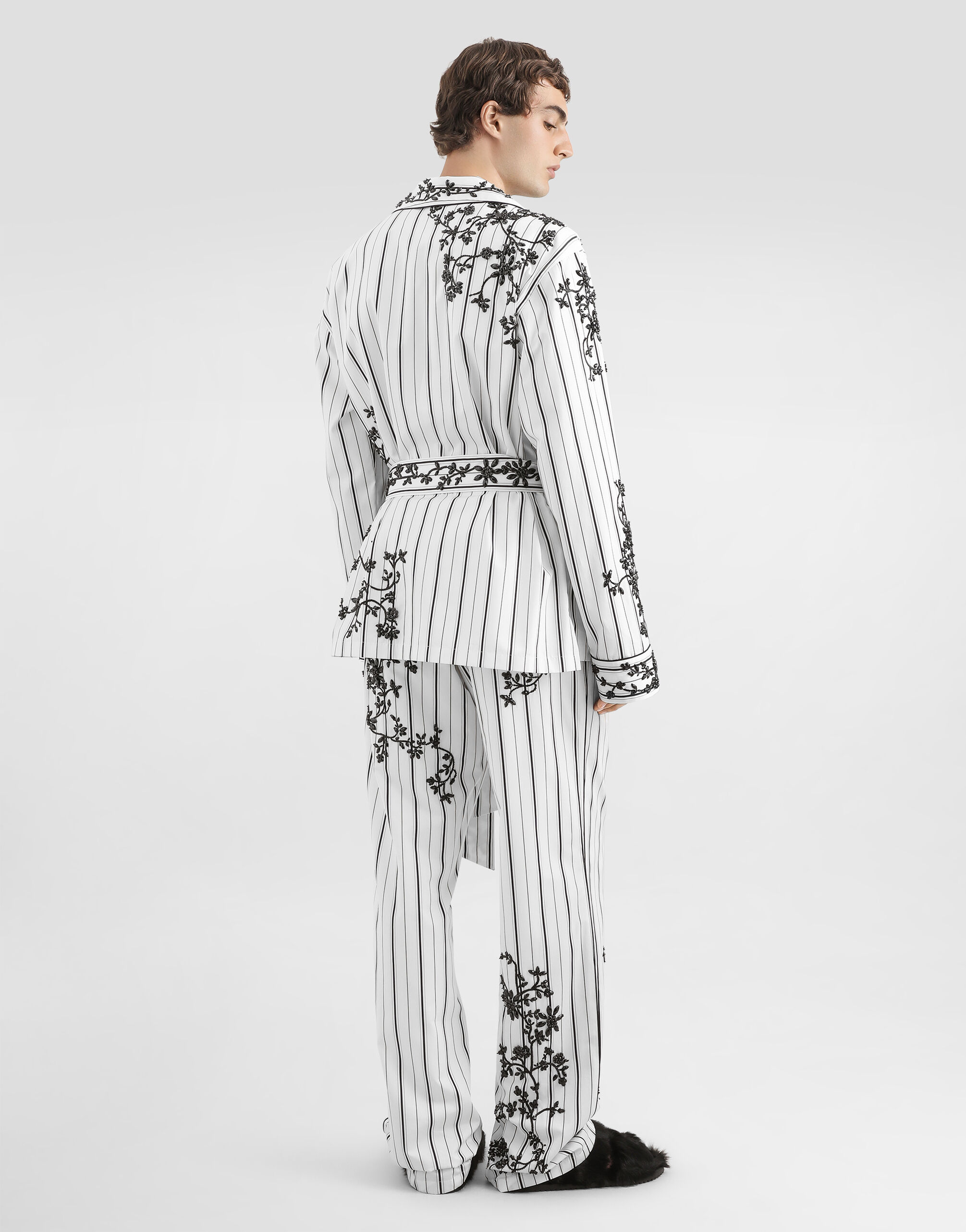 Vanity robe with embroidery in Multicolor for Men | Dolce&Gabbana®