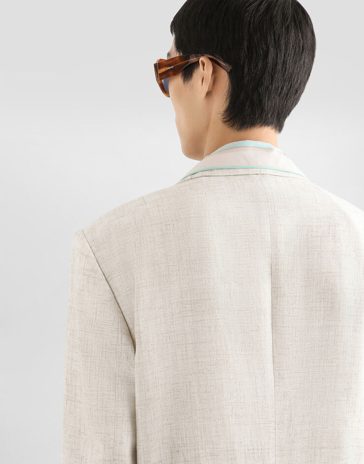 Dolce & Gabbana Jacke aus leinen und viskose mit einreihiger knopfleiste in tweed-optik Multicolor G2WJ6THUMWB