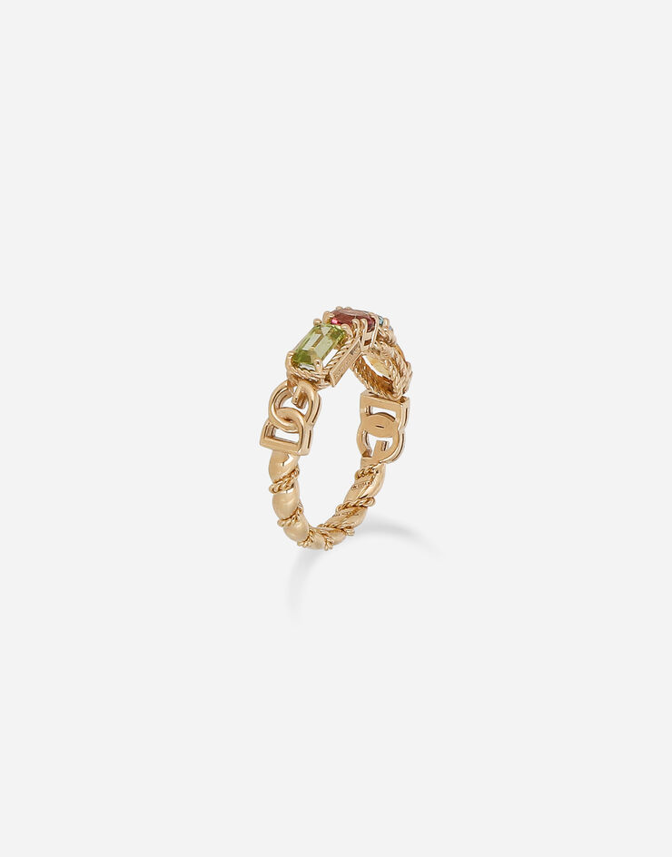 Dolce & Gabbana 18 kt yellow gold ring with multicolor fine gemstones Yellow Gold WRQR4GWMIX1