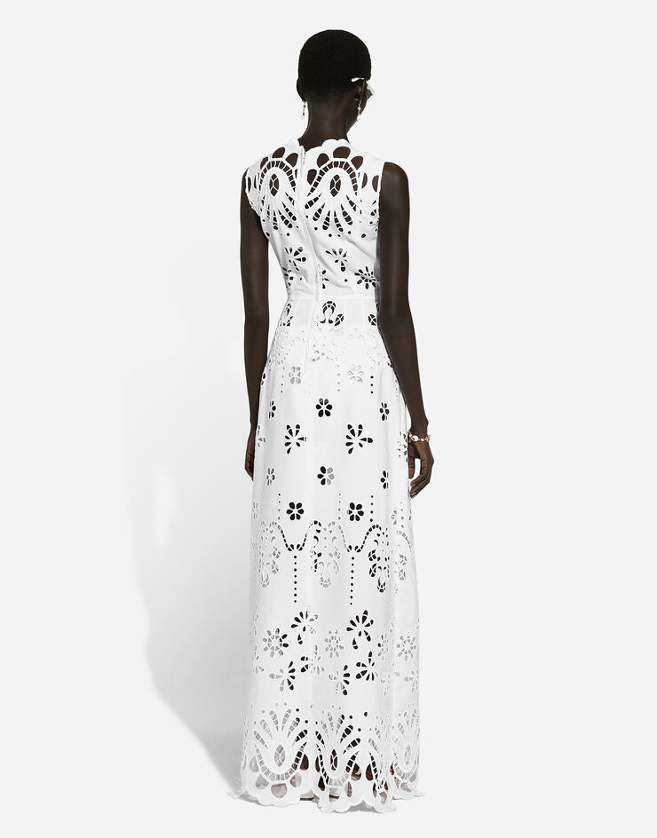Dolce & Gabbana 挖剪刺绣棉质长款连衣裙 白 F6JIOZGDCJW