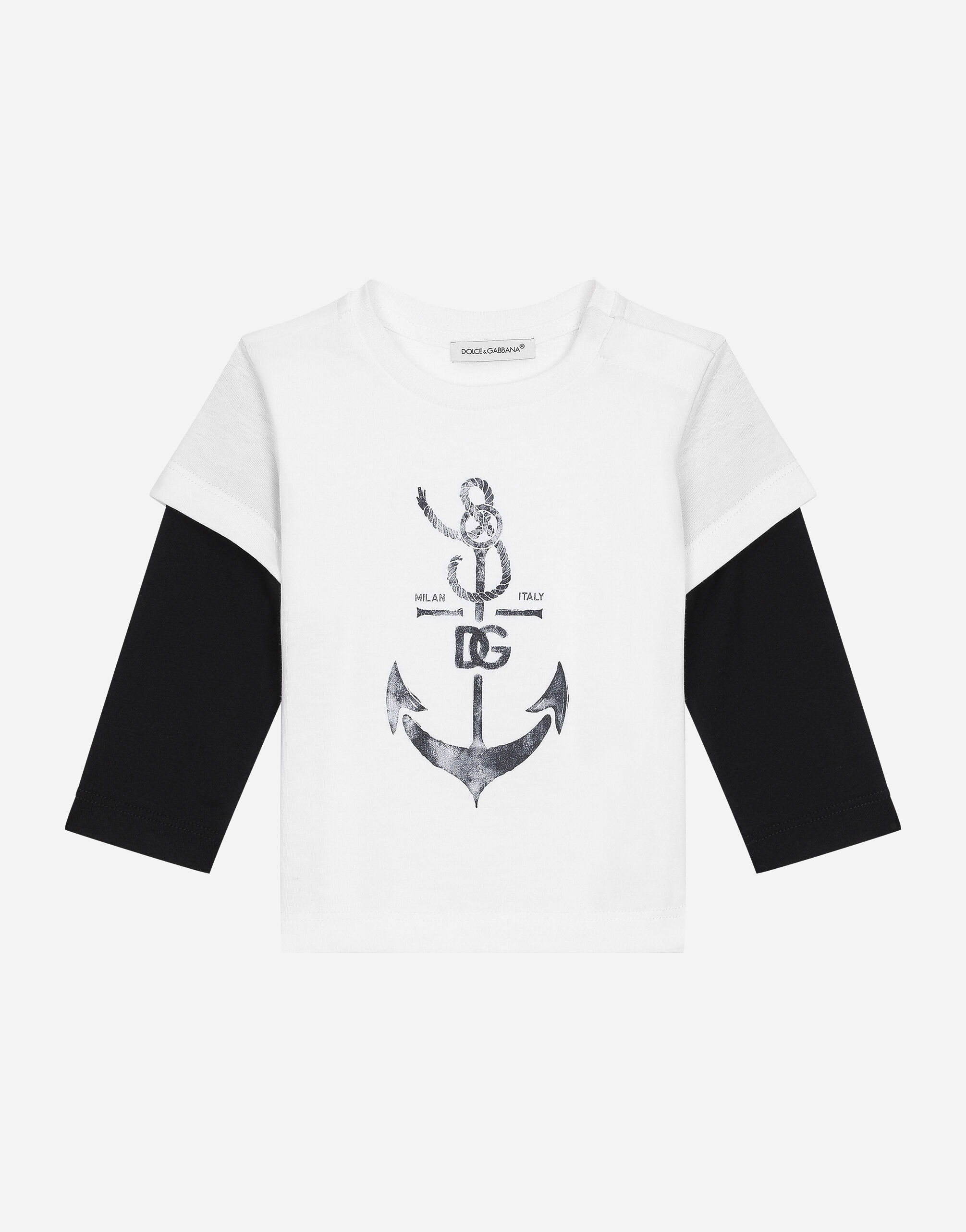 Dolce & Gabbana Jersey T-shirt with DG anchor print Beige L1KWF6JAWX7