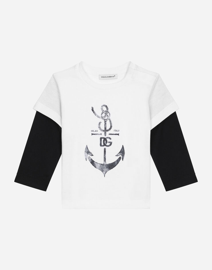 Dolce & Gabbana T-shirt in jersey stampa DG ancora Bianco L1JTGZG7L1C