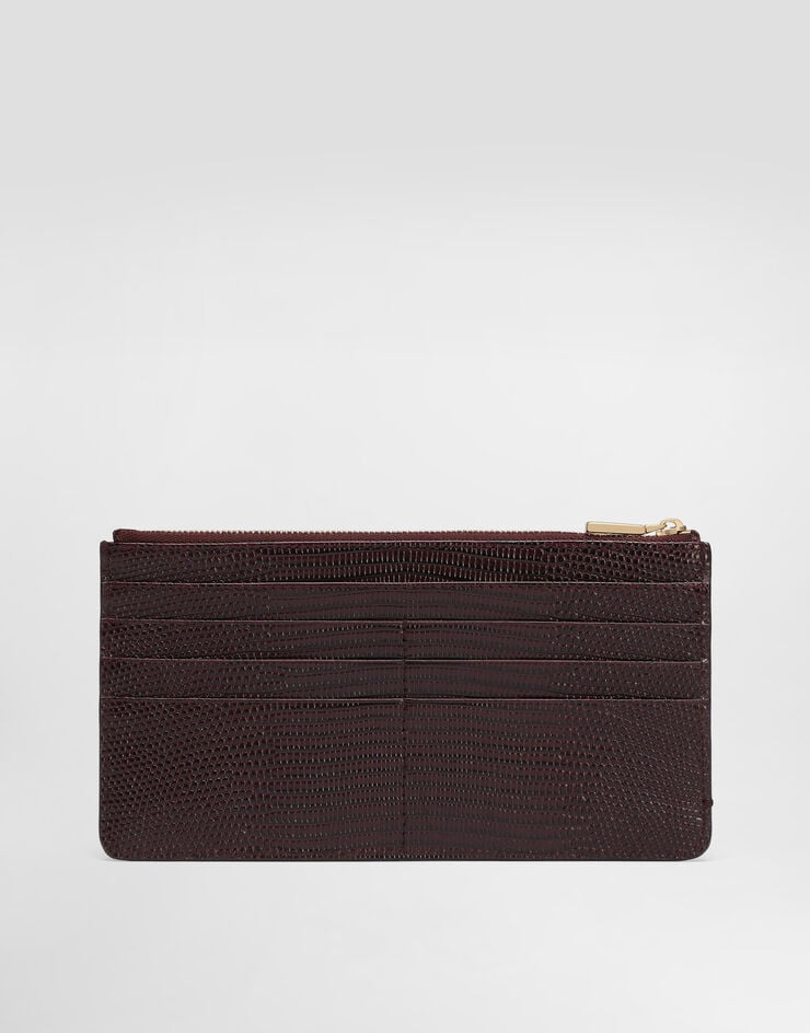 Dolce & Gabbana Iguana-print leather card holder Bordeaux BI1265A1095