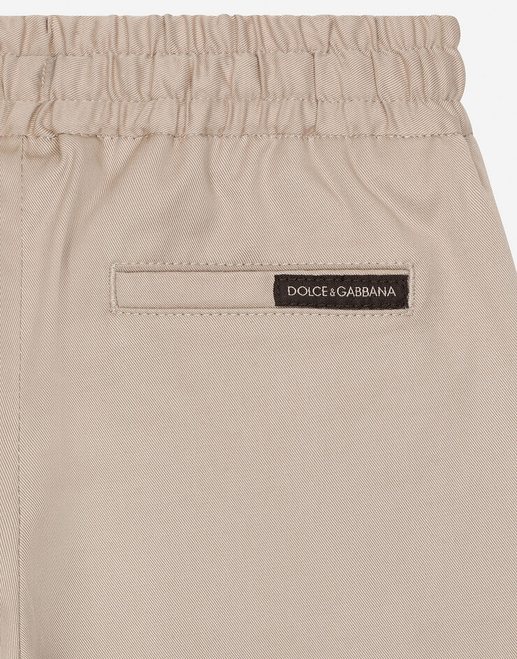Dolce & Gabbana Gabardine shorts with branded label Beige L13Q08FUFJR