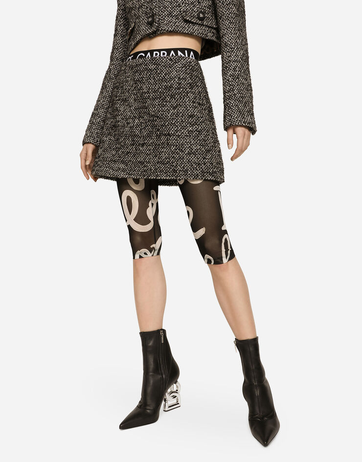 Dolce & Gabbana Short speckled tweed skirt Multicolor F4CE8TFMMHC