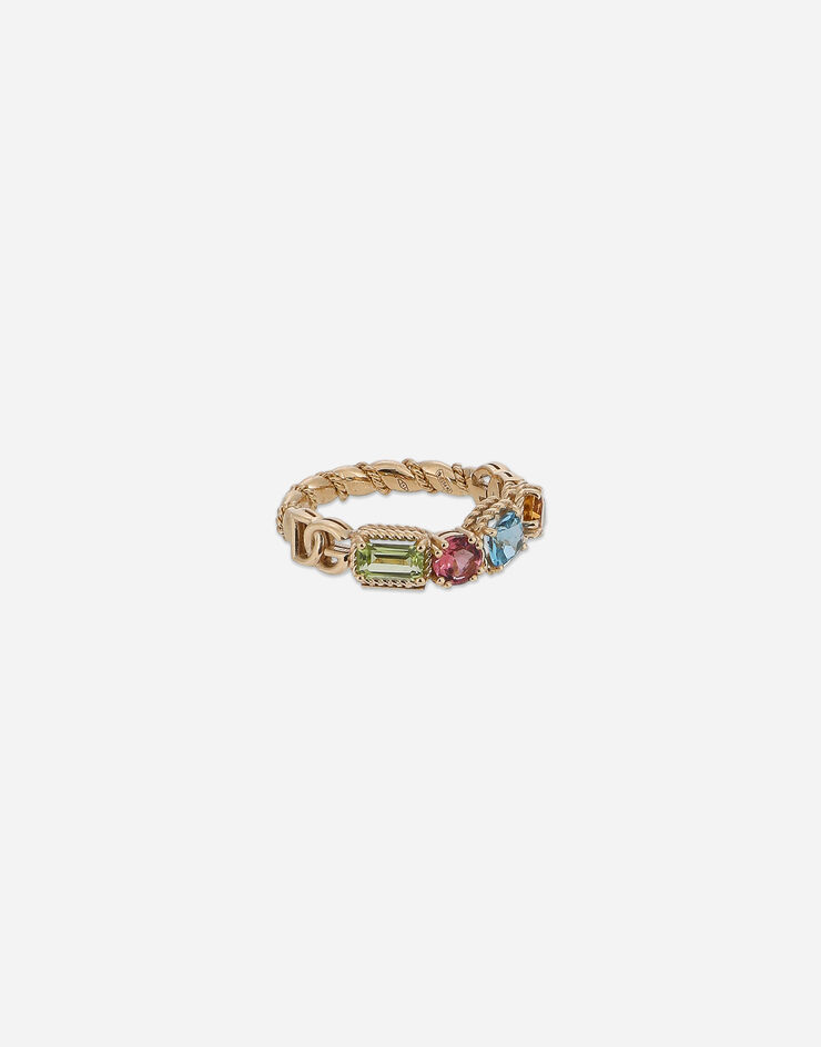 Dolce & Gabbana 18 kt yellow gold ring with multicolor fine gemstones Yellow Gold WRQR4GWMIX1