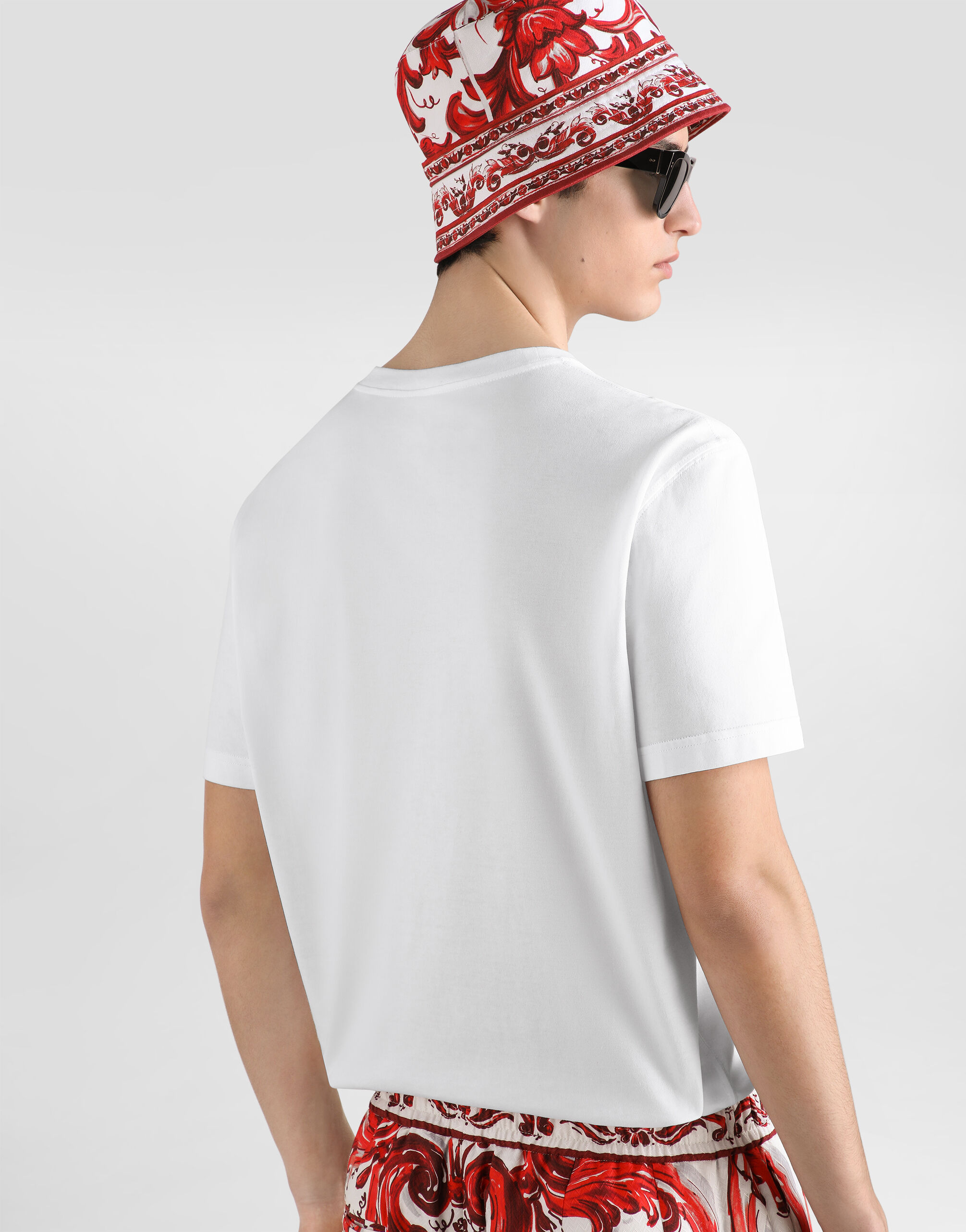 Cotton t-shirt with logo embroidery in White for Men
