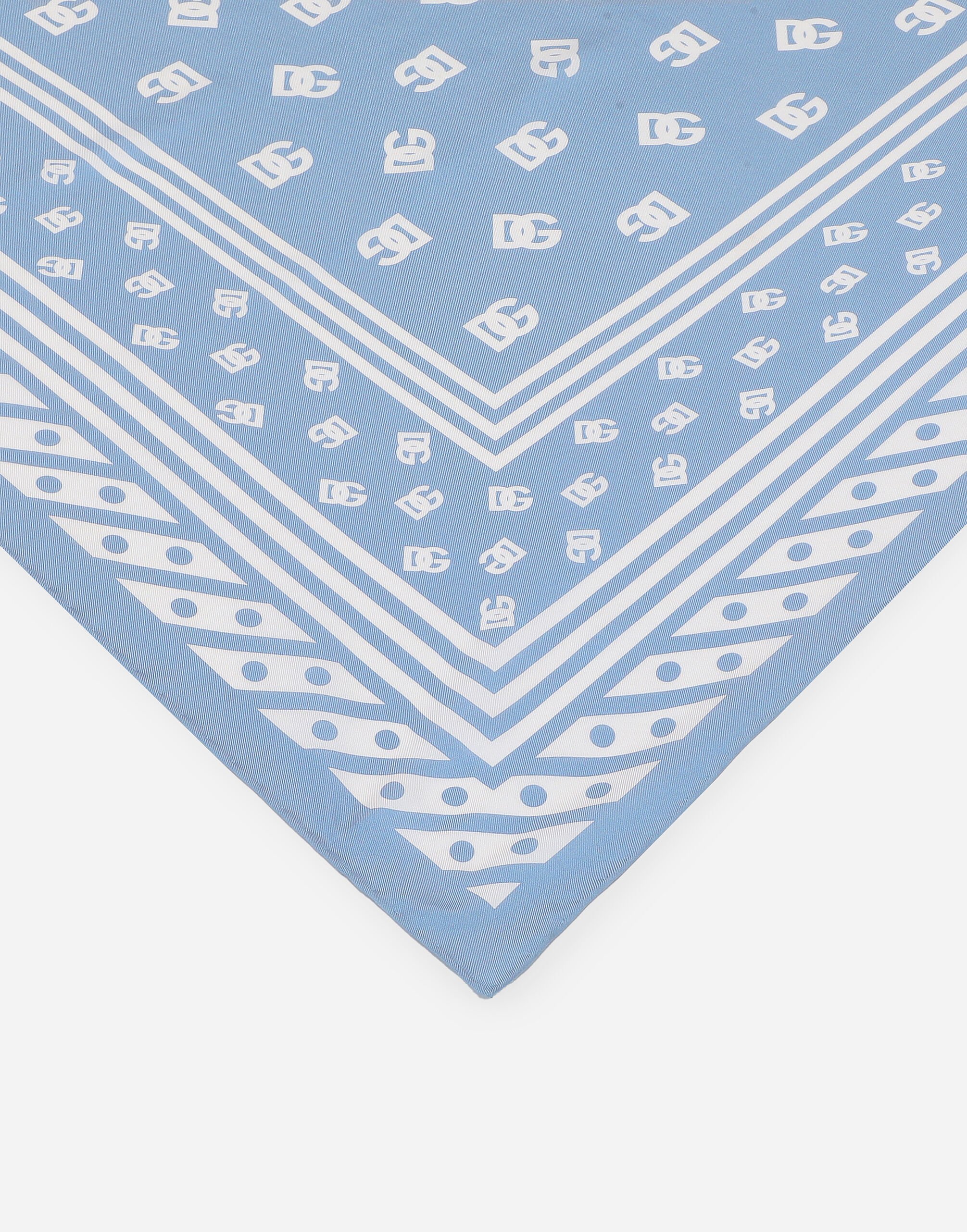 ◆直営店◆【Dolce&Gabbana】DGロゴ シルクツイル スカーフ Silk twill foulard with all-over DG logo print (70x70) in