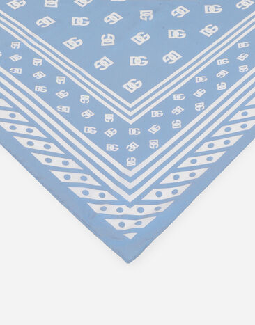 Dolce & Gabbana Silk twill foulard with all-over DG logo print (70x70) Light Blue FN092RGDB7Z