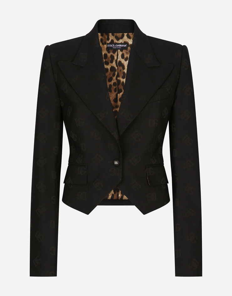 Dolce & Gabbana Wool jacquard Spencer jacket with DG logo Nero F29UATFJ2CI